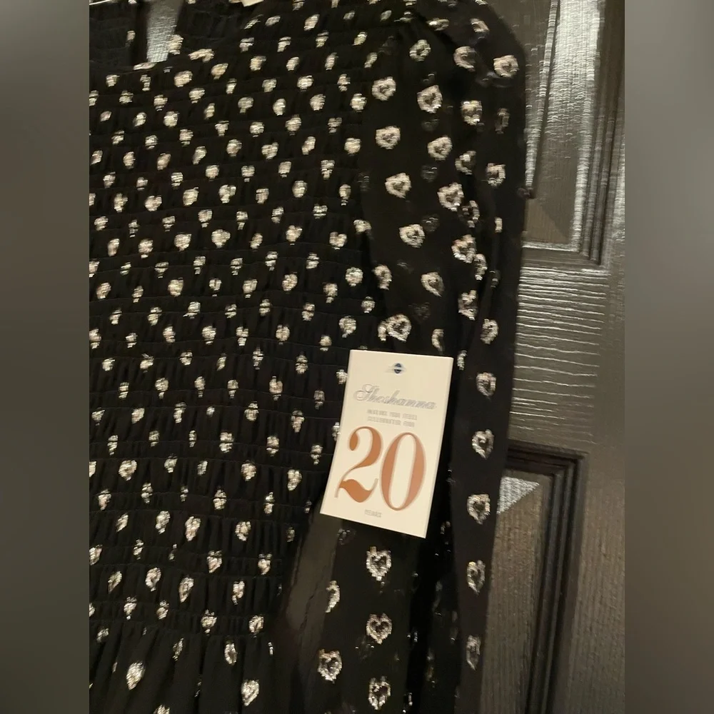 Shoshanna size 4 NWT smocked gold clip dot heart long sleeve mini dress - Picture 4 of 7